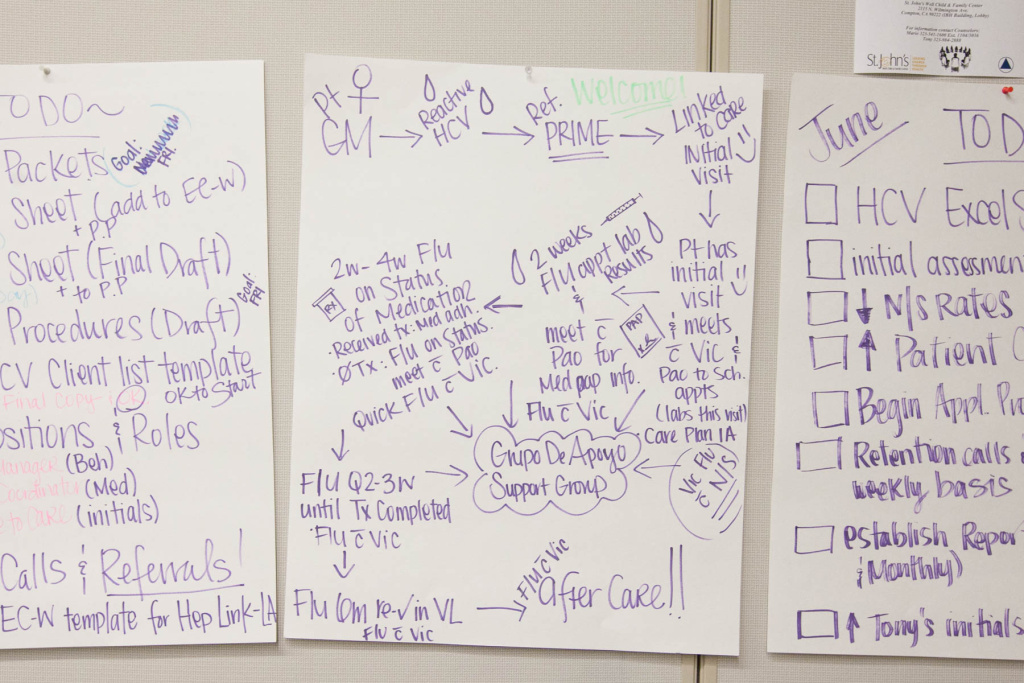 Hep C-4 Health care providers, case managers, and support staff at St. John's in Los Angeles follow a long and involved protocol to try and obtain medications for their patients with hepatitis C.