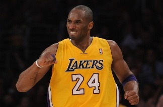 Mercer 17000 Kobe Bryant celebrates his basket during a win.