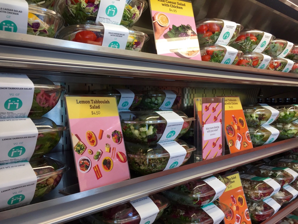 Various salads are displayed at Everytable’s South L.A. location. Various salads are displayed at Everytable’s South L.A. location.