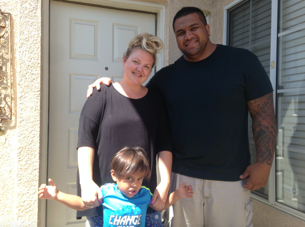 Sikoti Uipi, his wife, Emily, and their young son and daughter (not pictured) left Bellflower and moved to Mentone just outside Redlands in February. They're renting a five-bedroom house for not much more than they paid for an apartment in Bellflower. Sikoti Uipi, his wife, Emily, and their young son and daughter (not pictured) left Bellflower and moved to Mentone just outside Redlands in February. They're renting a five-bedroom house for not much more than they paid for an apartment in Bellflower.