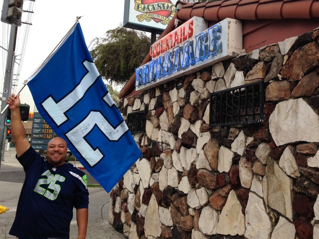 Backstage Culver City Cedric James Morris, founder of the Los Angeles Seahawks fan group, stands outside Backstage, in Culver City. The bar has become so overrun with Seahawks fans on Sundays that Morris has a list of overflow bars he hands out to fans when Backstage fills up.