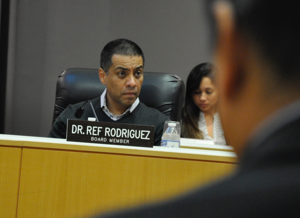 Ref Rodriguez Los Angeles Unified School District board member Ref Rodriguez attends a Committee of the Whole meeting on Tues., Sept. 19, 2017.