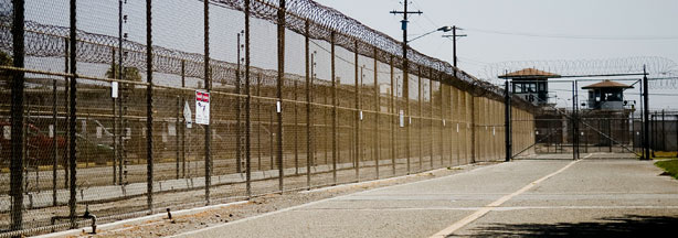 The California Institution for Men prison fence is seen on August 19, 2009 in Chino, California
