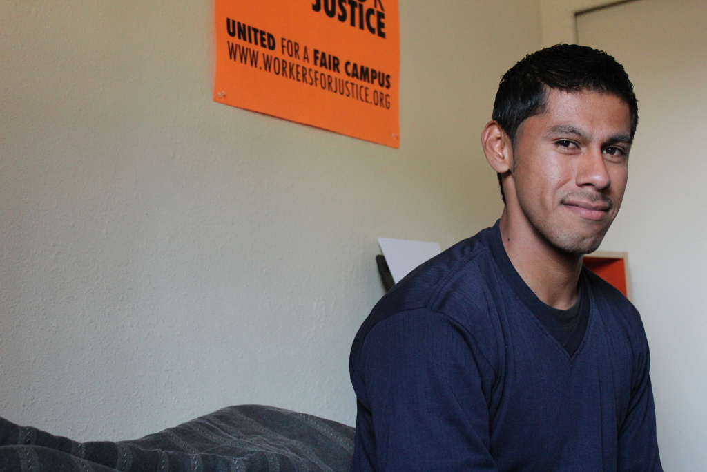 Twenty-five year-old Christian Torres worked at Pomona College for seven years before he was fired. He's been actively trying to form a union of dining hall workers since 2010.
