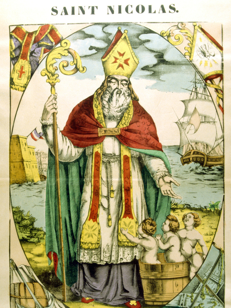 St. Nicholas A depiction of St. Nicholas saving three innocent boys from the 19th century.