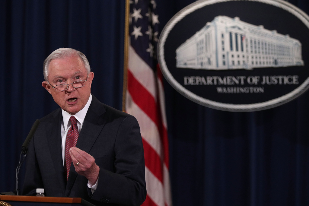 Attorney General Jeff Sessions Holds A Briefing On DACA U.S. Attorney General Jeff Sessions speaks at the Justice Department on September 5, 2017.