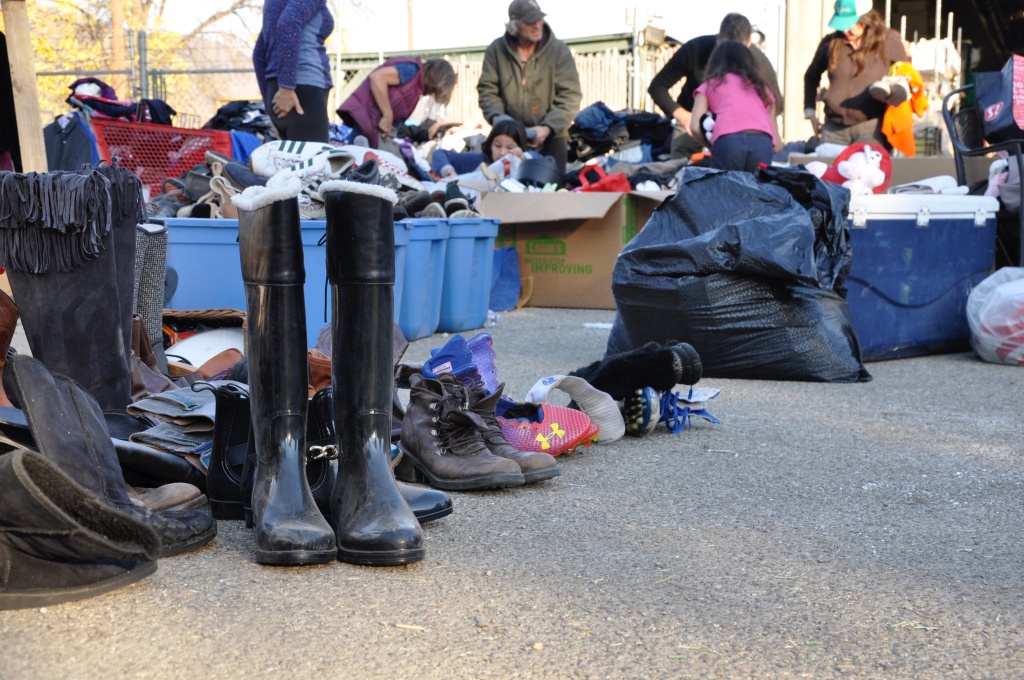 Upper Ojai Thomas Fire Relief Boots Visitors to the ad-hoc Thomas Fire aid station can take home donated shoes, clothing, food, kitchen appliances, dishes and even power tools.