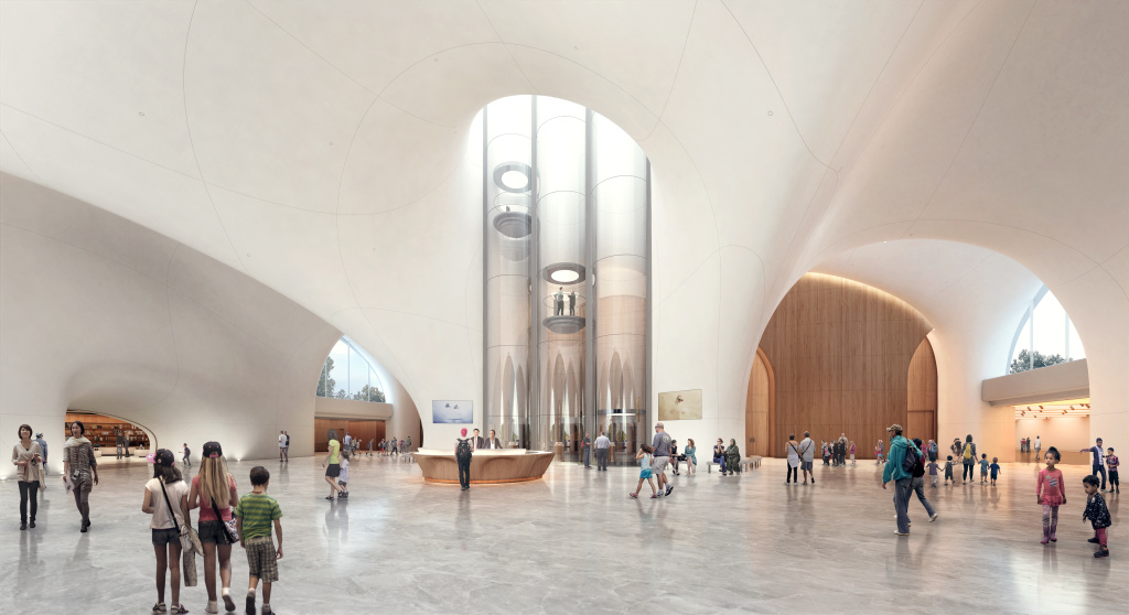 A rendering of the Lucas Museum lobby A rendering of the Lucas Museum lobby