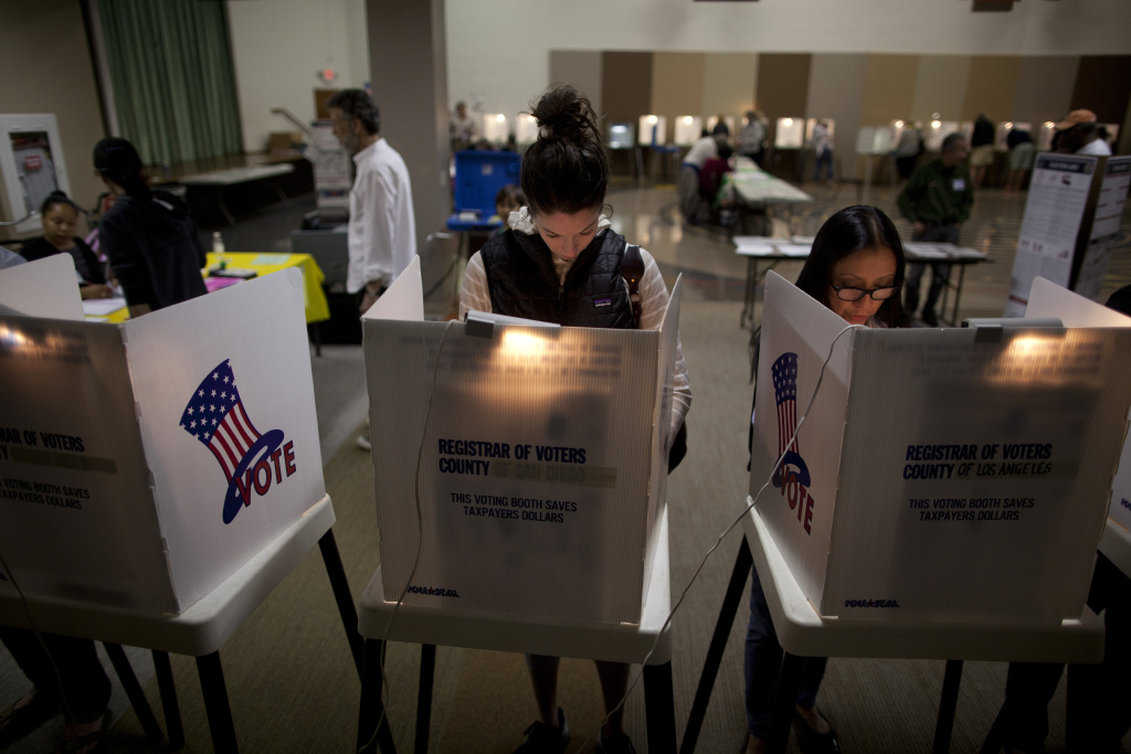 ELECTION 00 Voters take to the polls at the First Methodist Church in Santa Monica to cast their vote in the 2014 mid-term election.