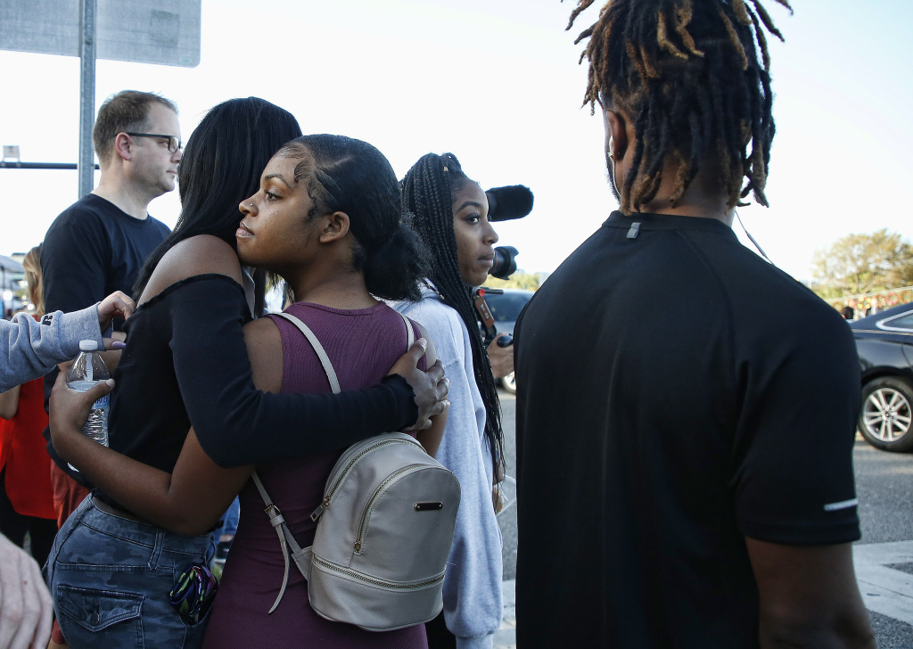 US-SCHOOL-SHOOTING Marjory Stoneman Douglas High School staff, teachers and students return to school greeted by police and well wishers in Parkland, Florida on February 28, 2018.