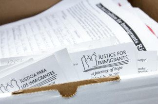 Mercer 5787 A box of petitions urging support for comprehensive immigration reform is delivered to the offices of U.S. Sen. Dianne Feinstein (D-CA) May 29, 2007 in San Francisco, California.