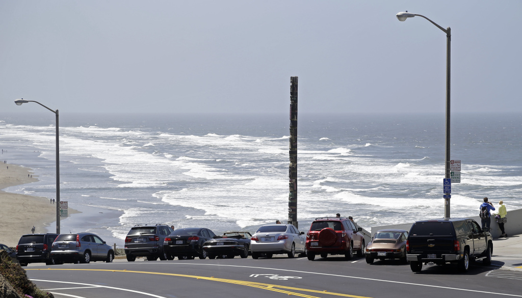 Beach Battle In this photo taken Tuesday, May 14, 2013 cars park for free along Highway 1 above Ocean Beach in San Francisco.