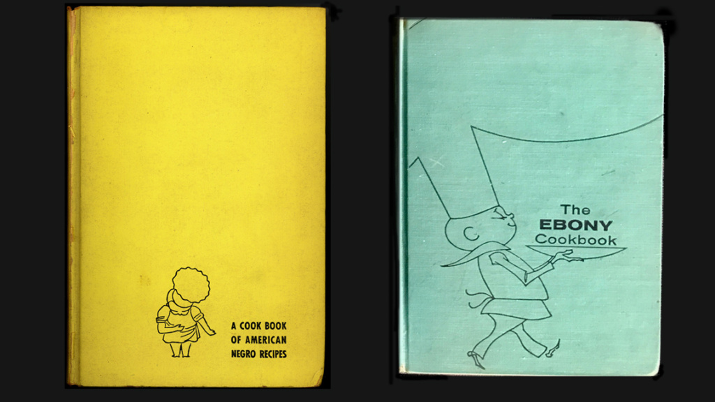 Covers from two editions of Freda DeKnight’s cookbook. The first edition was called A Date With A Dish. Later updates were rebranded as The Ebony Cookbook. Covers from two editions of Freda DeKnight’s cookbook. The first edition was called A Date With A Dish. Later updates were rebranded as The Ebony Cookbook.