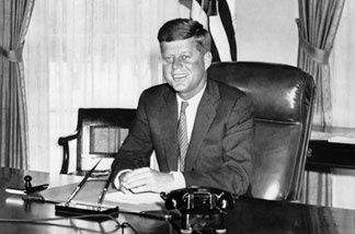 John Fitzgerald Kennedy (1917-63), pictured in the 1960s in the White House in Washington, DC.