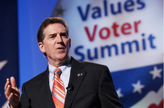 Senator Jim DeMint (R-SC) speaks at the 'Values Voter Summit' on September 17, 2010 in Washington, DC.