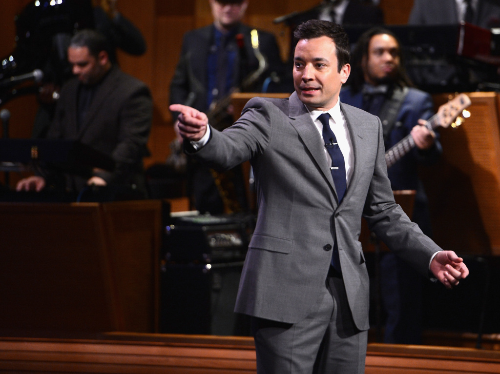 Jimmy Fallon during his debut Monday as host of NBC's The Tonight Show. Jimmy Fallon during his debut Monday as host of NBC's <em>The Tonight Show.</em>