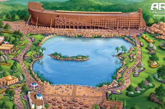 An illustration of the park, which will include a replica of Noah's Ark, a first-century Middle Eastern Village, a Tower of Babel and a Walled City.