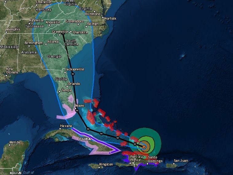 "The chance of direct impacts is increasing in portions of Georgia, South Carolina and North Carolina," the National Hurricane Center says of Hurricane Irma.