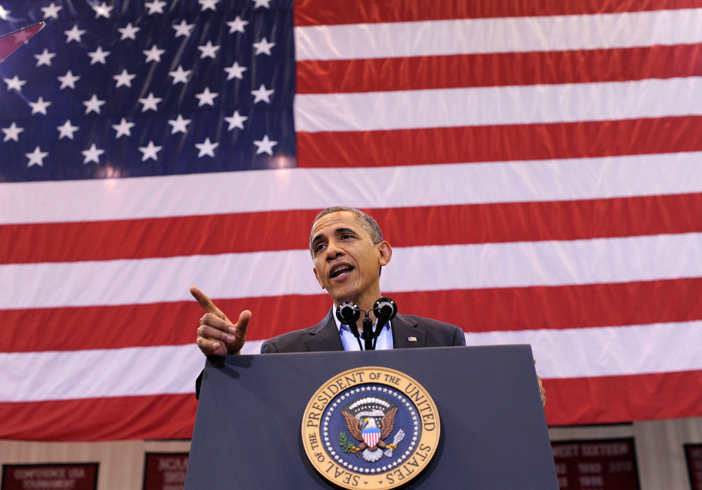 US-VOTE-2012-DEMOCRATIC CAMPAIGN-OBAMA US President Barack Obama speaks during a campaign rally in Cincinnati, Ohio, on November 4, 2012. Obama and Republican rival Mitt Romney are both showing signs of exhaustion as they dart from swing state to swing state, trying to fire up enthusiasm among supporters and win over any last wavering voters before November 6 election.