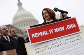 Rep. Michele Bachmann (R-Minn.) speaks at a news conference on Jan. 18, 2011 in Washington, DC., where Republican members of the House displayed petitions Americans have signed demanding the repeal of healthcare legislation.