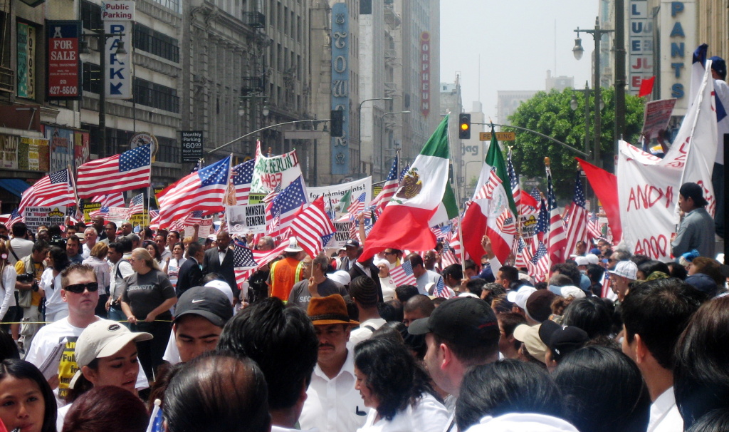 immigration los angeles downtown la dtla protest rally
