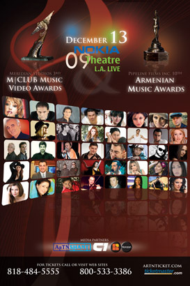 Poster for the Armenian Music Awards and M Club Music Video Awards together at the Nokia Theatre.