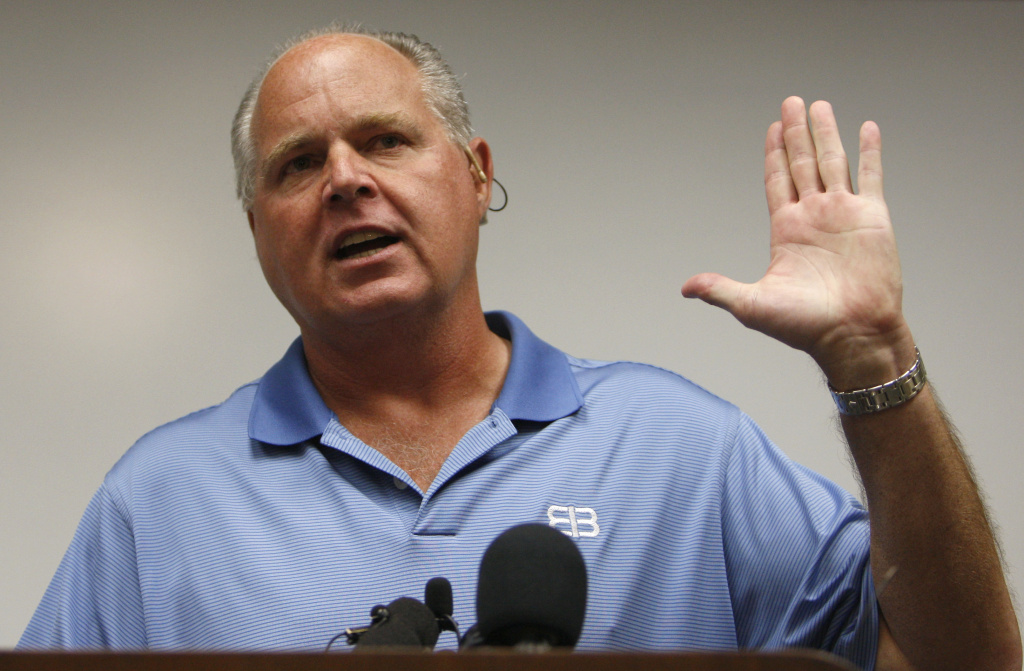 Rush Limbaugh Queen's Medical Center Conservative talk show host Rush Limbaugh speaks during a news conference at The Queen's Medical Center in Honolulu, Friday, Jan. 1, 2010. (AP Photo/Chris Carlson)