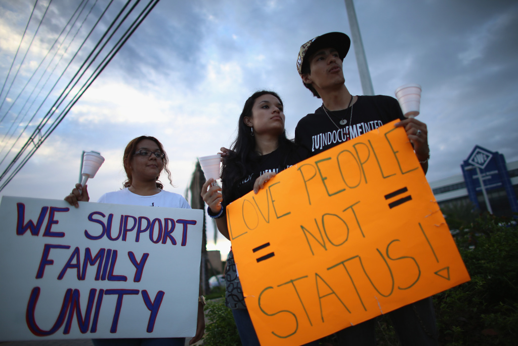 DREAM Act Supporters Rally For Immigration Reform Ashley Amador (L) ., Daysis Moraga and Federico Paseiro join together in front of the office of Sen. Maro Rubio (R-FL) to keep pressure on him and the others working on immigration reform on June 13, 2013 in Doral, Florida. The group of protesters included DREAMer moms (mothers of undocumented immigrant youth).