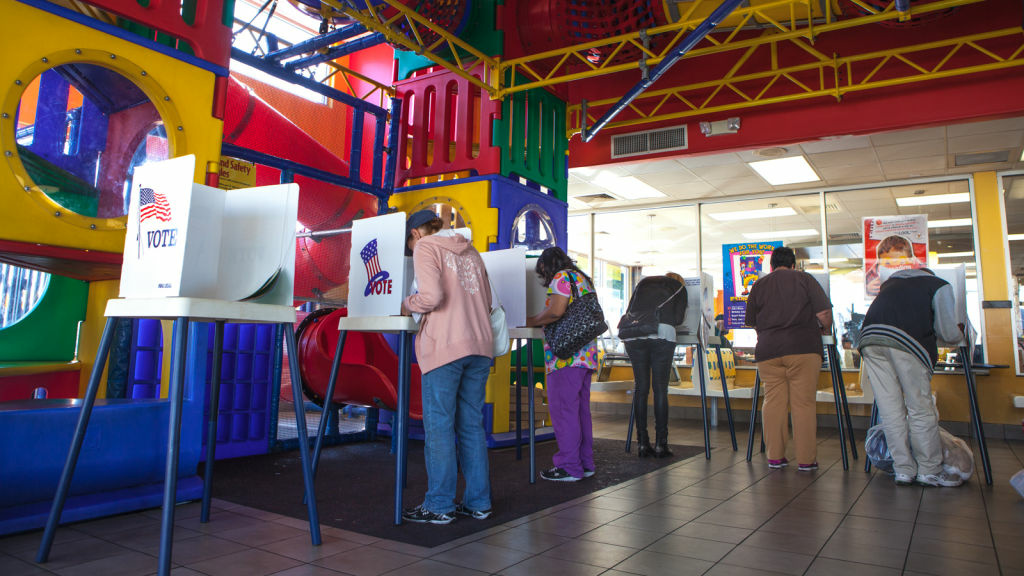 Polling Election Day 2012 Voters cast their ballots in the McDonald's Playroom in Hollywood on November 6th, 2012.