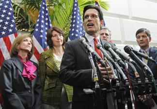 House Majority Leader Eric Cantor (R-Va.) discusses efforts to repeal the health care law Wednesday. The House passed a bill to repeal the law, but Senate Democrats say they will block efforts to take it up.