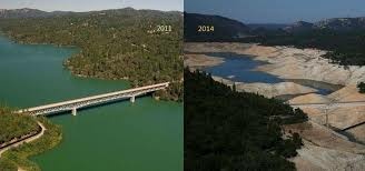 Drought in California Rivers The image shows the drastic changes in river flow during drought years from 2011 to 2014 along the Sacramento River in California, which serves as an example of what most of the natural waterways in California are experiencing.