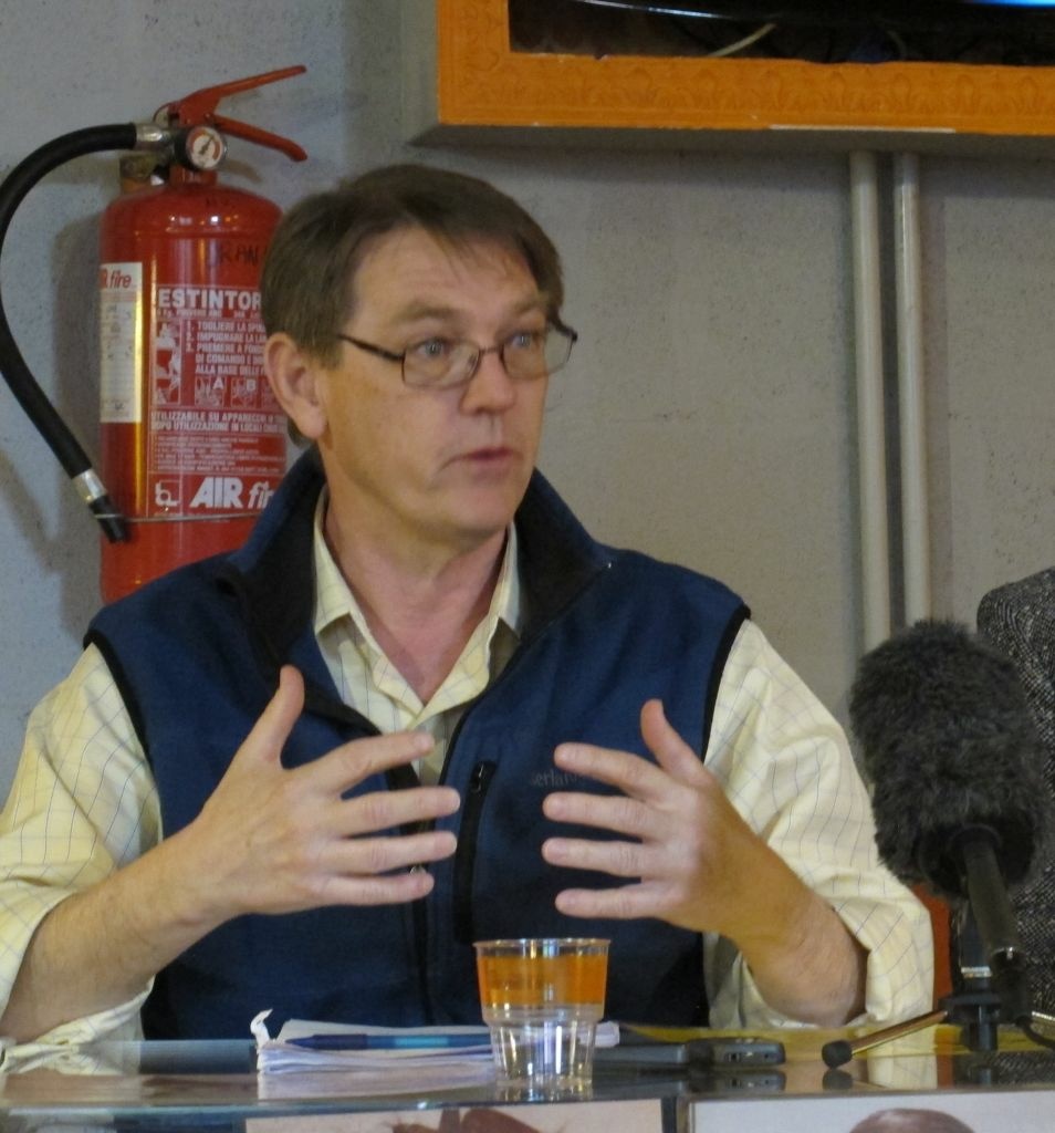 David Clohessy, the head of Survivors Network of those Abused by Priests, holds a recent news conference in Rome. Clohessy says the newly installed Pope Francis needs to address the issue of sexual abuse by Catholic priests.