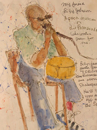 Mercer 7374 Dewey Ajioka's sketches of the homeless on the 3rd Street Promenade.