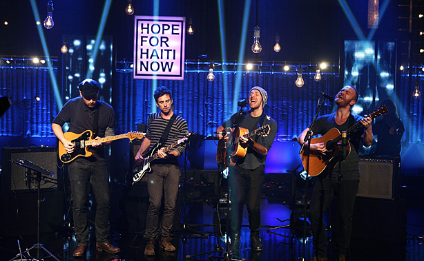 Coldplay performs for Hope For Haiti Now: A Global Benefit For Earthquake Relief