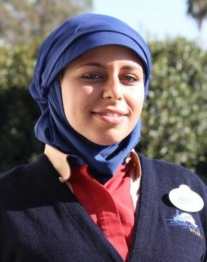 Intern Noor Abdallah in modified Disney uniform