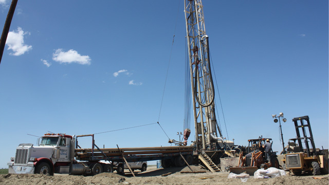 Drought Drilling Drillers are bringing in large rigs like this one from all over the west, to drill deeper wells in the quest for water.