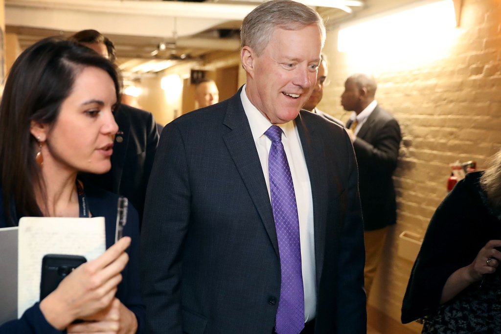 House Rules Cmte Meets To Craft Tax Bill Conference Report Member of the House Freedom Caucus Chairman Mark Meadows (R-NC) arrives for a House Republican Conference meeting in the basement of the U.S. Capitol December 18, 2017 in Washington, DC.