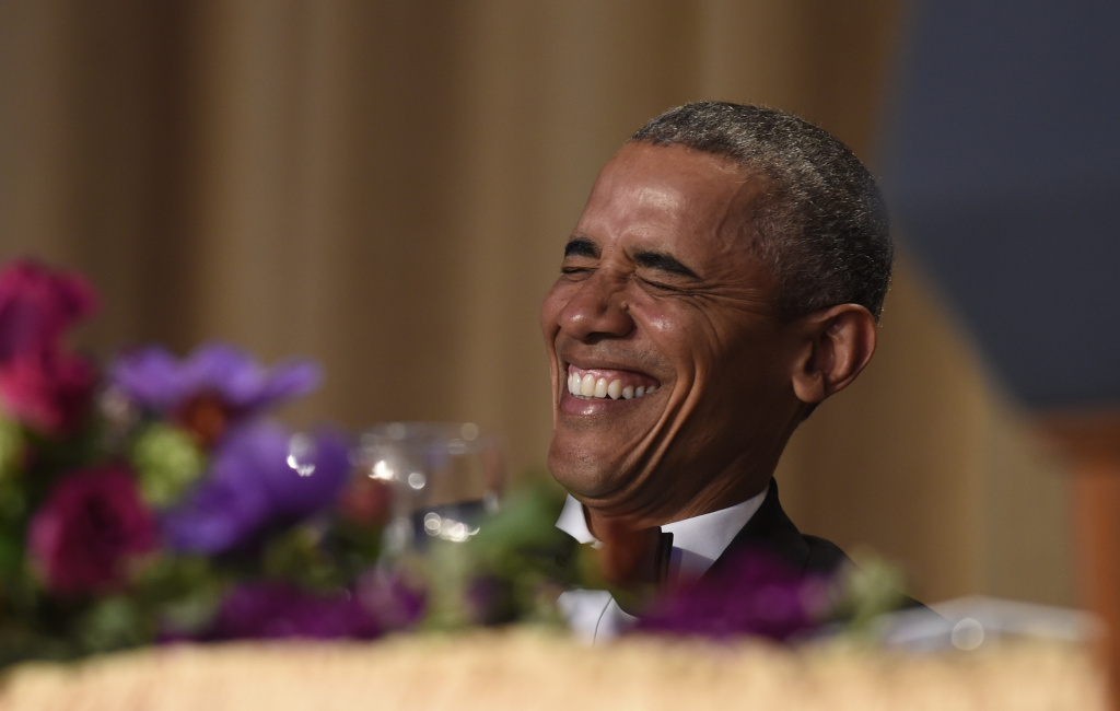 Obama President Barack Obama laughs as he listens to Larry Wilmore, the guest host from Comedy Central, speak at the annual White House Correspondents' Association dinner at the Washington Hilton in Washington, Saturday, April 30, 2016. (AP Photo/Susan Walsh)
