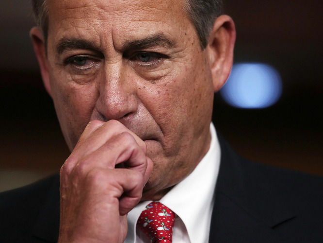 John Boehner House Speaker John Boehner at a recent news conference following his failed effort at fiscal cliff legislation. U.S. consumer confidence tumbled in December, driven lower by fears of sharp tax increases and government spending cuts set to take effect next week.