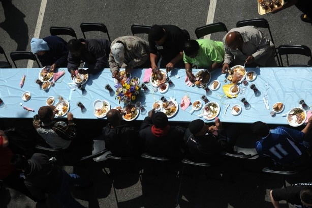 Mercer 11390 A free Easter meal for Los Angeles' homeless, taken last April.