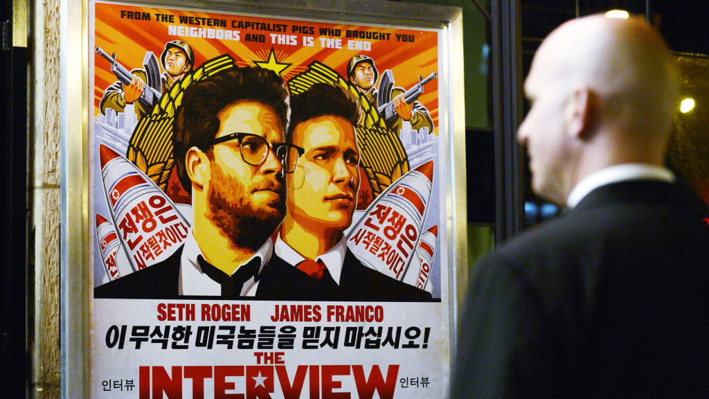 U.S. intelligence officials believe North Korea was centrally involved in the recent attack on Sony Pictures' computer network — possibly out of retribution for its film The Interview. Above, a security guard stands outside a theater during the film's pre U.S. intelligence officials believe North Korea was centrally involved in the recent attack on Sony Pictures' computer network — possibly out of retribution for its film <em>The Interview</em>. Above, a security guard stands outside a theater during the film's premiere in Los Angeles last week.