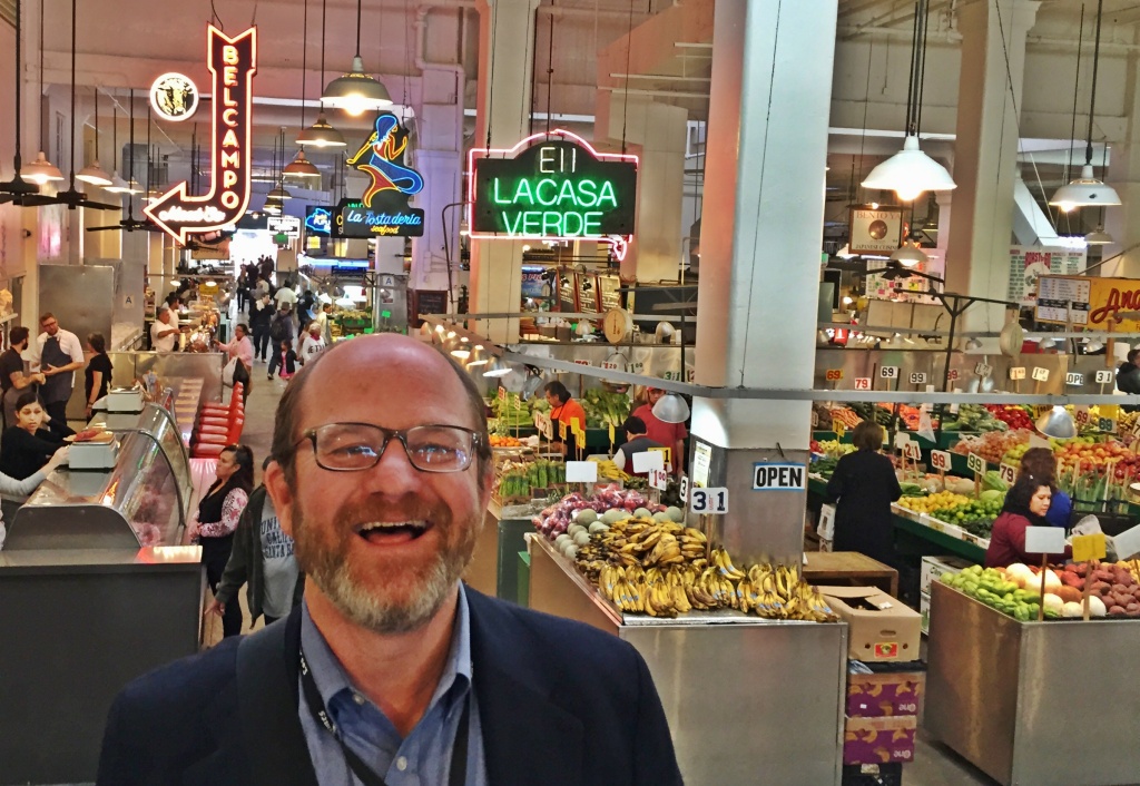 russ parsons Russ Parsons at Grand Central Market in downtown LA. Bid for dinner with Russ, John Rabe, and Piero Selvaggio at Valentino: kpcc.org/auction