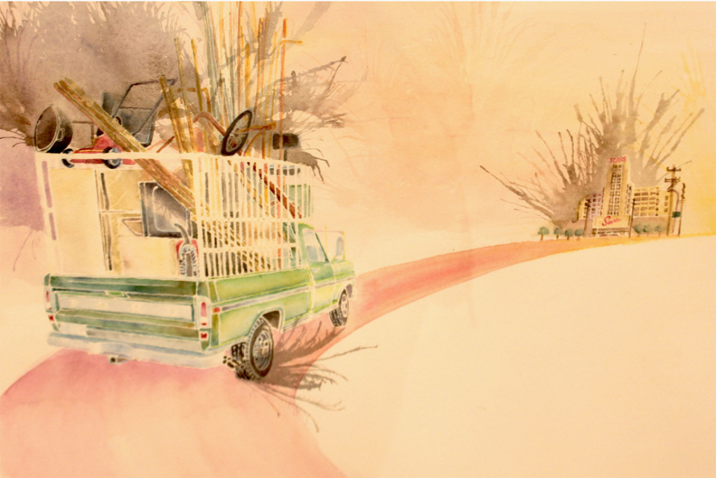 Wenceslao Quiroz, Sears Scrapping on Soto, 2013, watercolor and ink on paper. Collection of Cheech Marin Wenceslao Quiroz, Sears Scrapping on Soto, 2013, watercolor and ink on paper. Collection of Cheech Marin