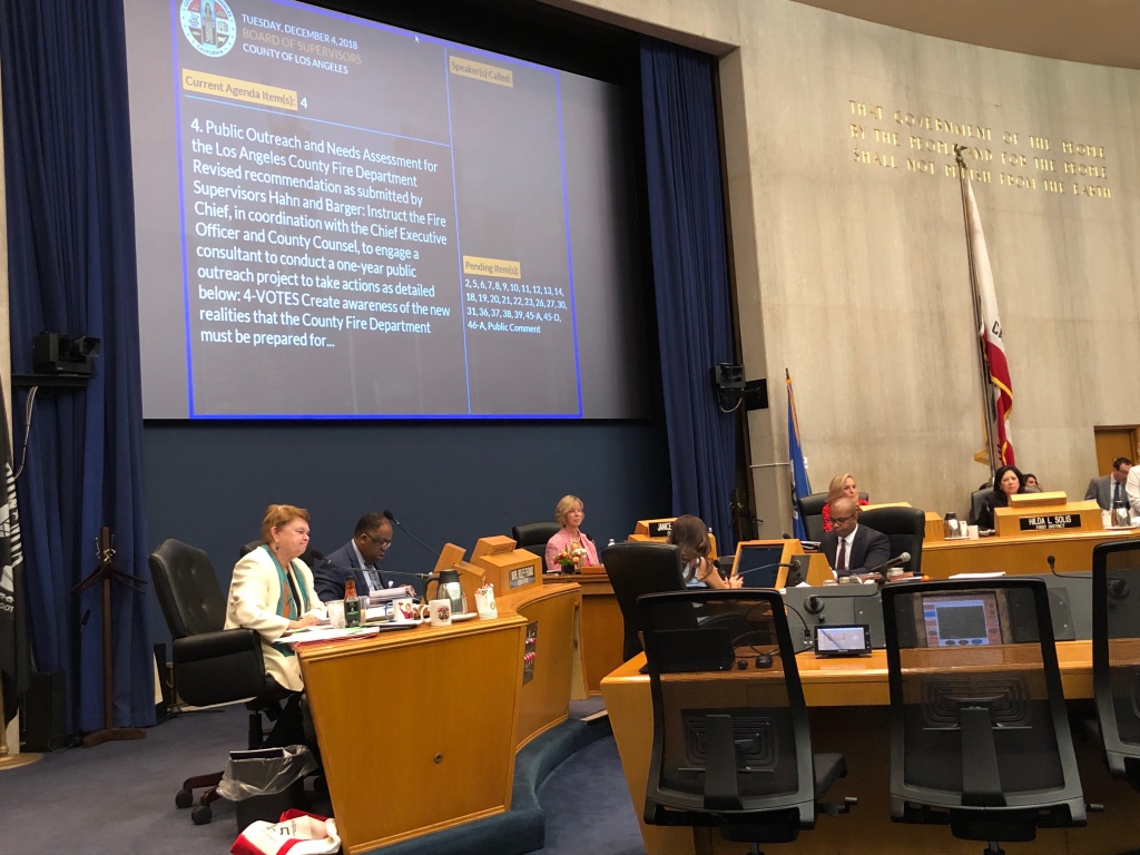 Fire Public Outreach The L.A. County Board of Supervisors approves a $4.5 million public outreach project after recent study shows fire department needs nearly a billion dollars to update its resources.