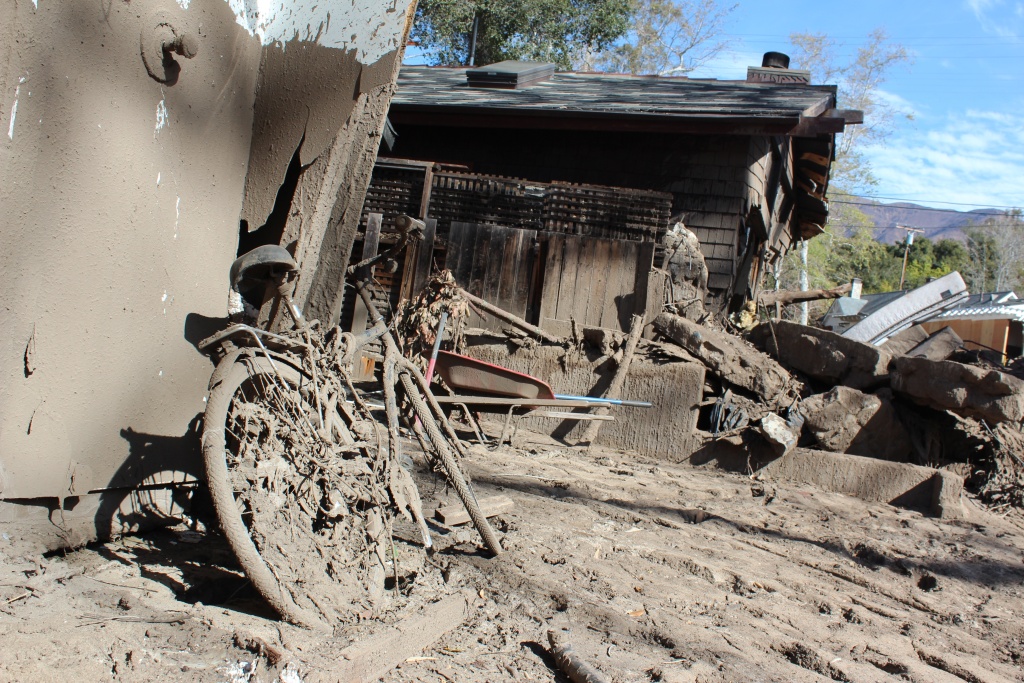 Montecito Mar 8 Recovery Disaster Bike House A bike caked in mud stands in the wreckage of a debris flow in Montecito on Thurs., March 8, 2018.