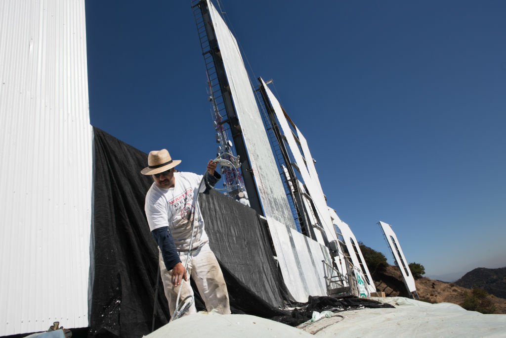 Photos Closeup views of the Hollywood sign�s new paint