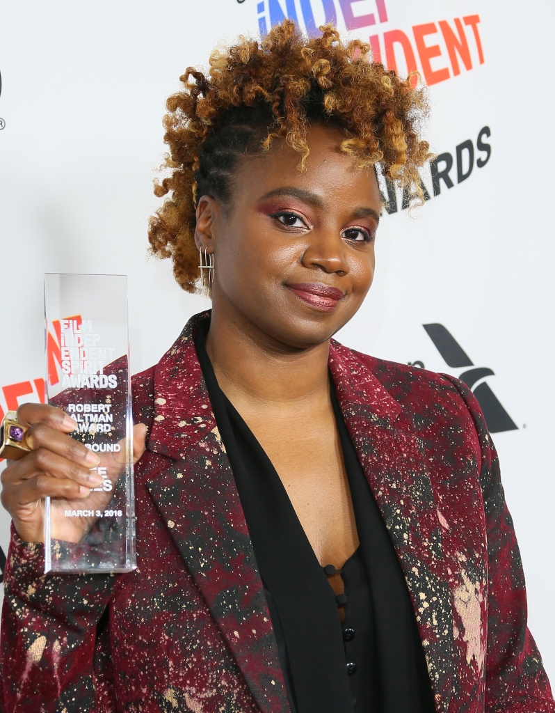 US-ENTERTAINMENT-FILM-SPIRIT-PRESSROOM Director Dee Rees, winner of the Robert Altman Award for 'Mudbound', poses in the press room during the 2018 Film Independent Spirit Awards, held in Santa Monica, California on March 3, 2018.