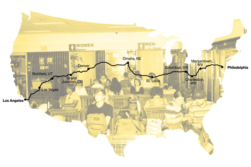 Bus to November The two-week bus route from Philadelphia to Los Angeles passed through key battleground states along the way.