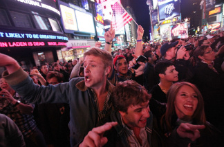 Mercer 17764 New Yorkers react to the death of Osama bin Laden as they gathered in Times Square, earlier this week.