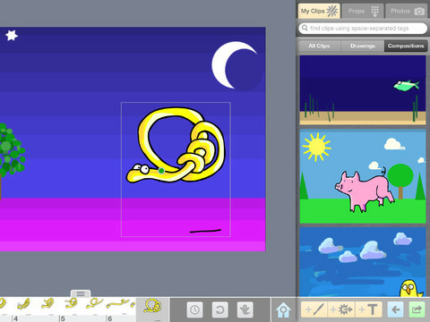A screen shot of the drawing app DoInk. The app is recommended by arts teachers in their podcast aRTs Roundtable.